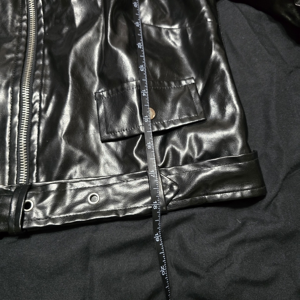 CHUCKY Black Faux Leather Jacket with Heart Patch - Picture 7 of 7